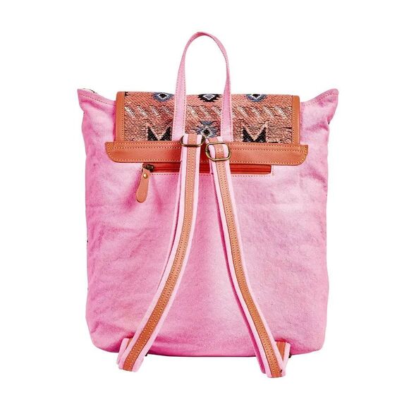 Myra Bag Handmade Suzanna Backpack Upcycled Canvas & Cowhide Leather main image 12
